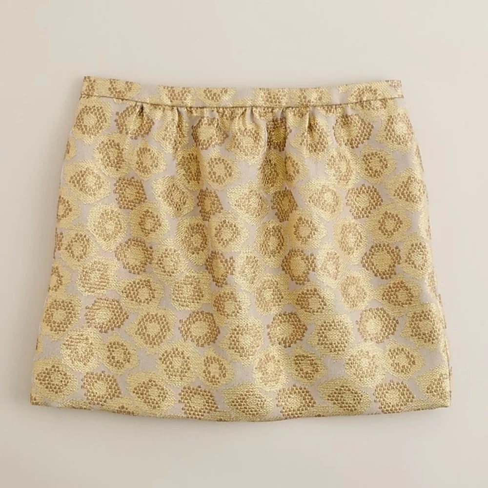 J. Crew Y2K Goldenrod Jacquard Mini Skirt 00